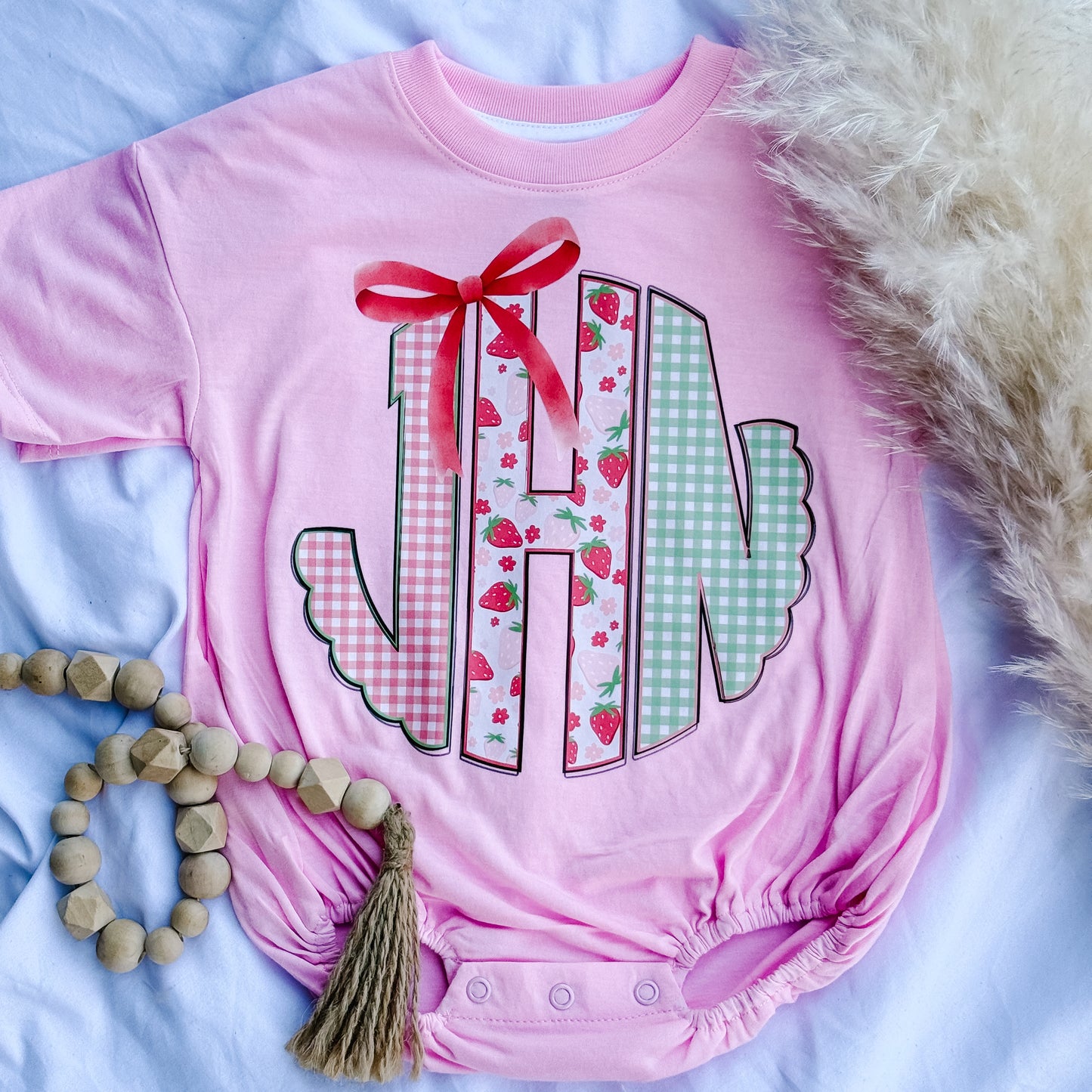 strawberry monogram bubble