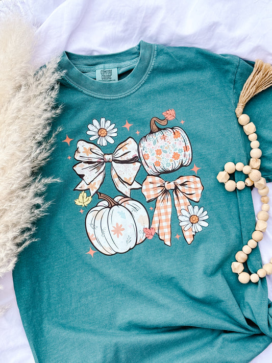 floral pumpkin coquette tee