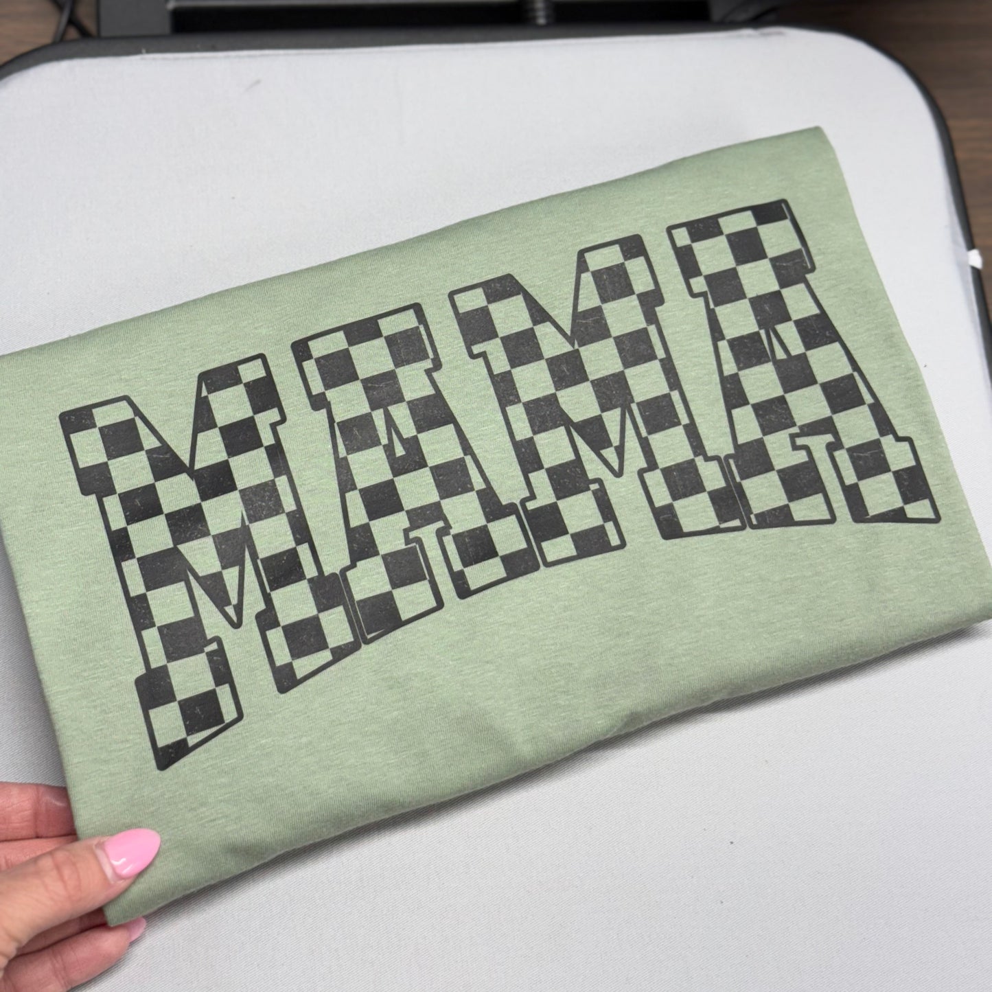 checkered mama tee