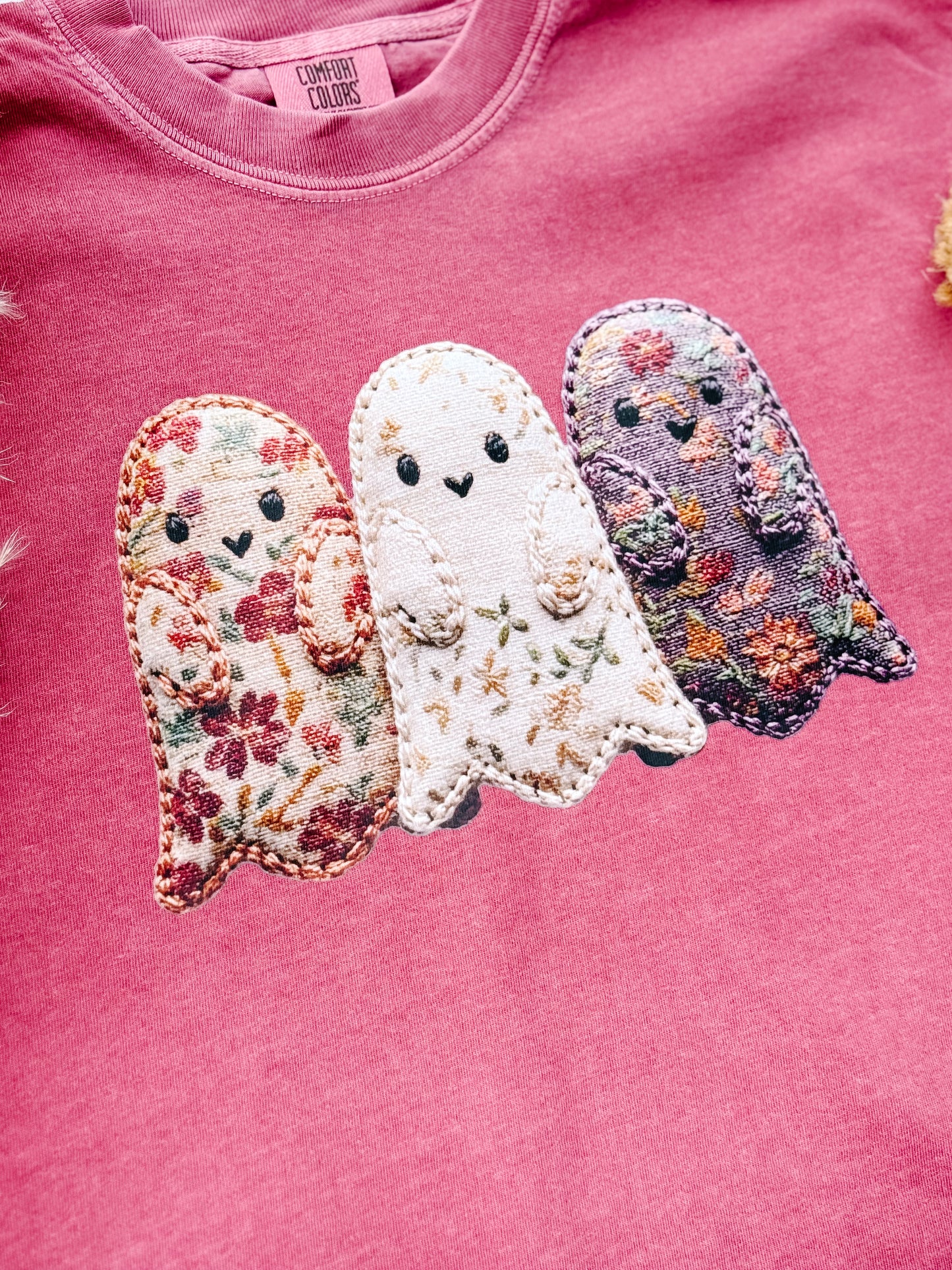 floral faux embroidery ghosts tee