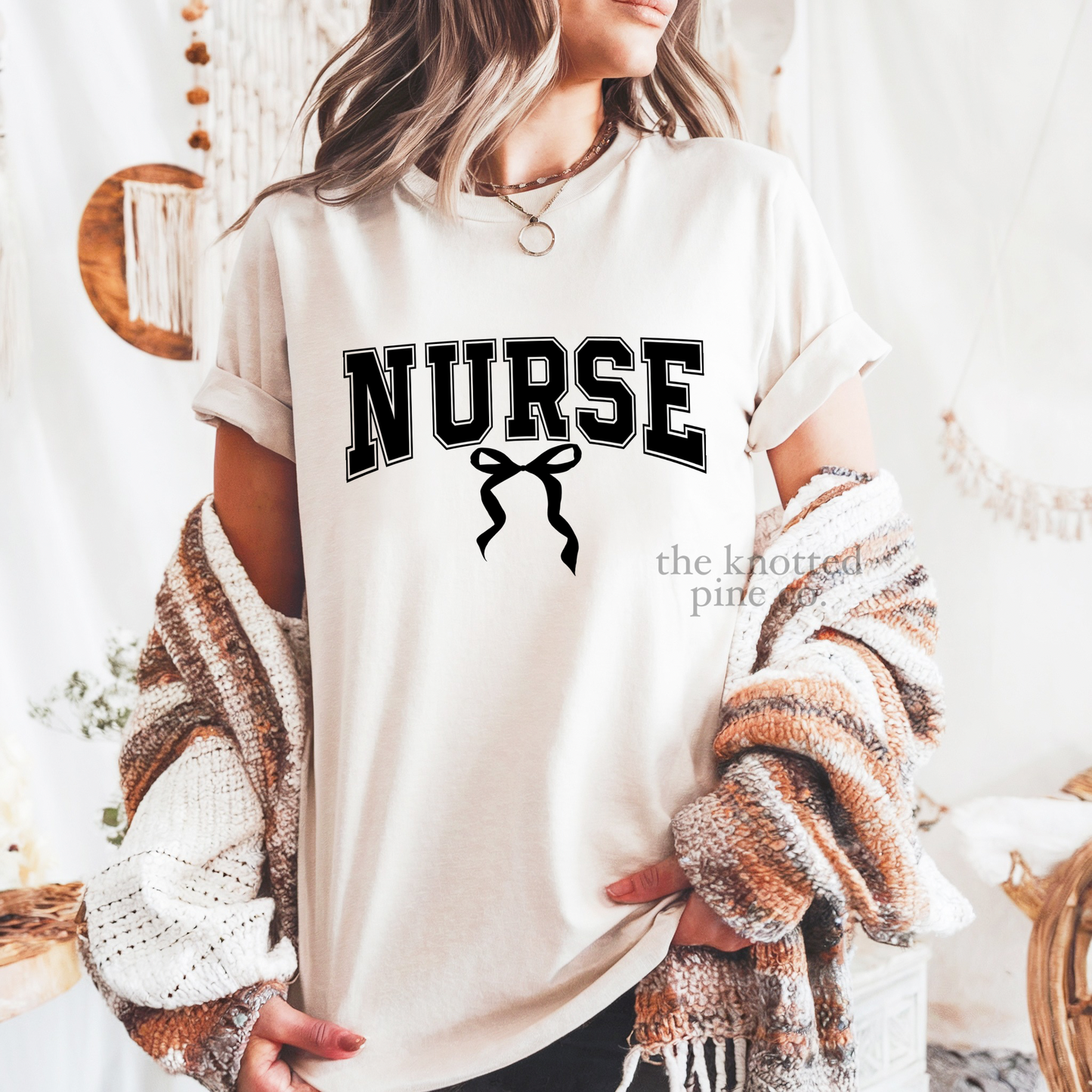 nurse black bow tee