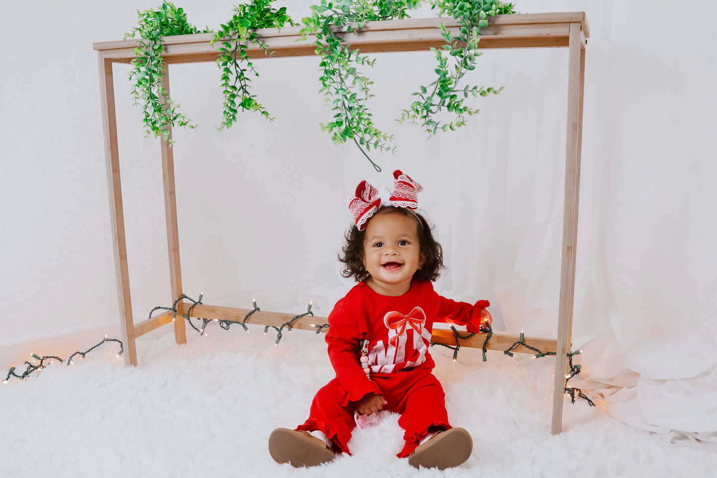 Red Mistletoe Monogrammed Romper
