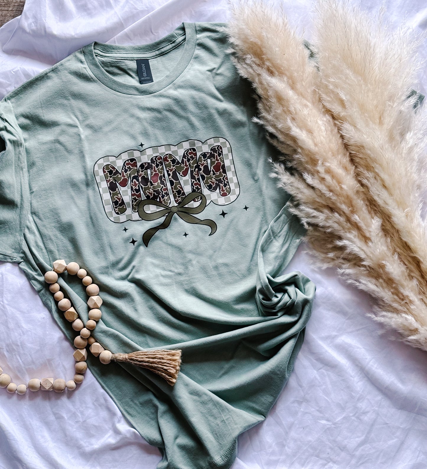 camo coquette & checkered mama tee