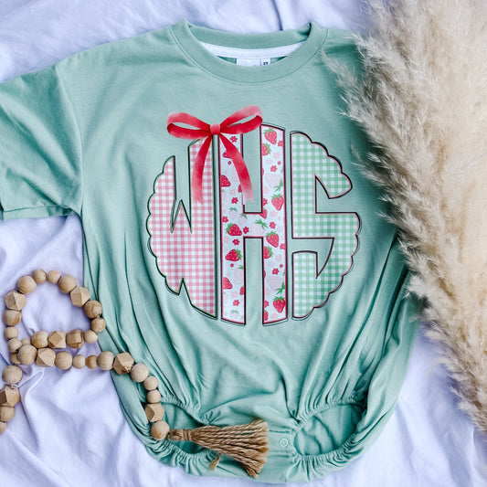 strawberry monogram bubble