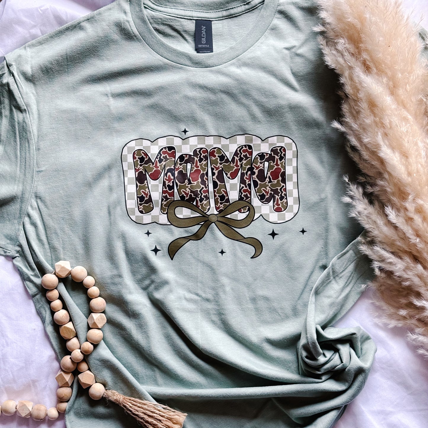 camo coquette & checkered mama tee