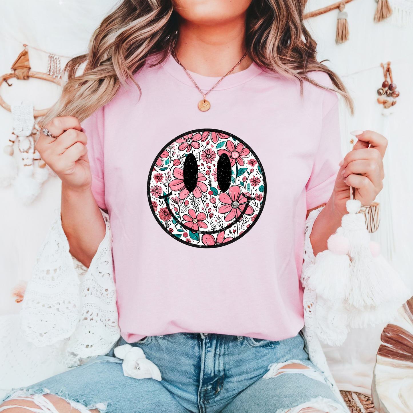 retro flower smiley