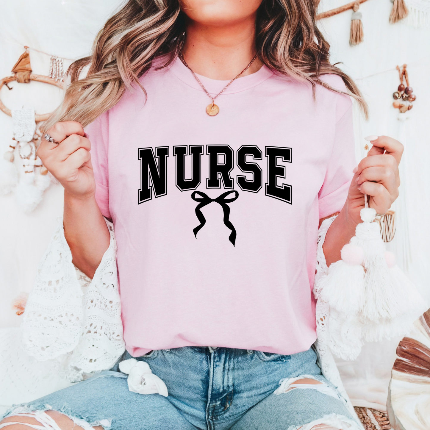 nurse black bow tee