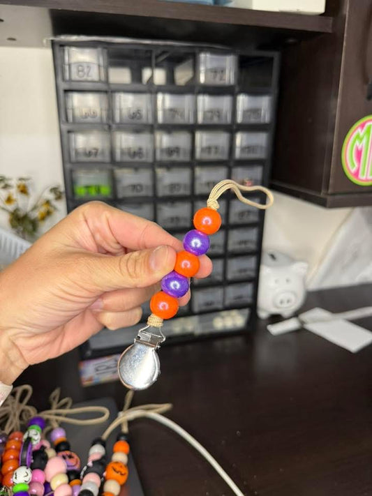Purple and Orange Metallic Pacifier Clip